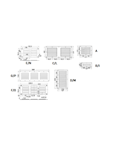 Rectangular Louvred Vents - DECK EQUIPMENTS - 5302101