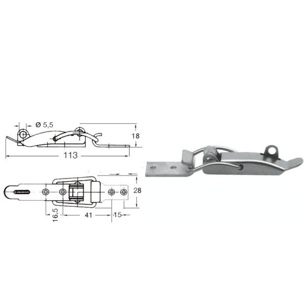Chiusura a leva in acciaio inox con portalucchetti - Ferramenta Nautica - 3820601