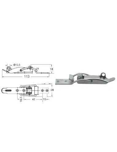 Chiusura a leva in acciaio inox con portalucchetti - Ferramenta Nautica - 3820601