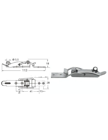 Chiusura a leva in acciaio inox con portalucchetti - Ferramenta Nautica - 3820601