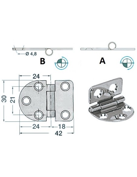 Cerniera 2 mm inox - Ferramenta Nautica - 3881016
