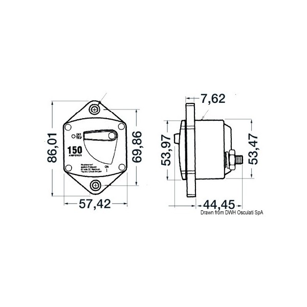 Watertight thermal switches recessedfor winch and thruster protection 0270050 2