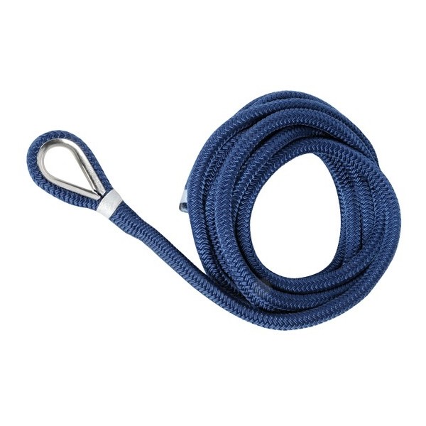 Cima per ormeggio in poliestere BLU impiombata con redancia inox ad alta tenacità doppia treccia - Cime e accessori - 0644380