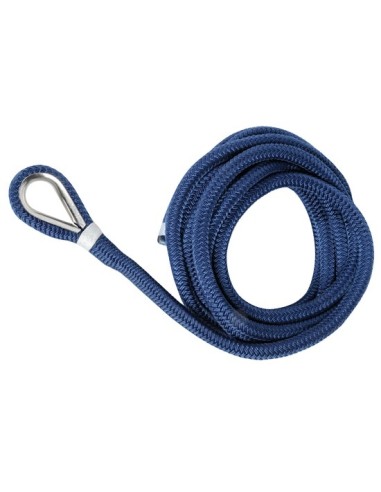 Cima per ormeggio in poliestere BLU impiombata con redancia inox ad alta tenacità doppia treccia - Cime e accessori - 0644380