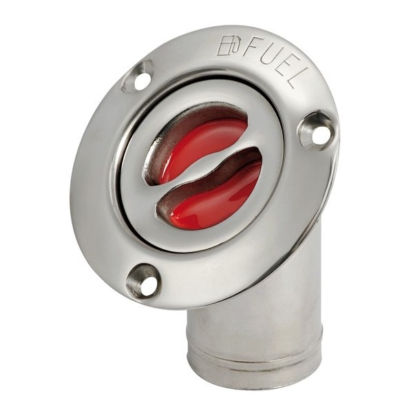 Tappo INCLINATO A 45° di rifornimento in acciaio Inox lucidato a specchio, a filo e con maniglietta di apertura - ø 38 mm - ATT