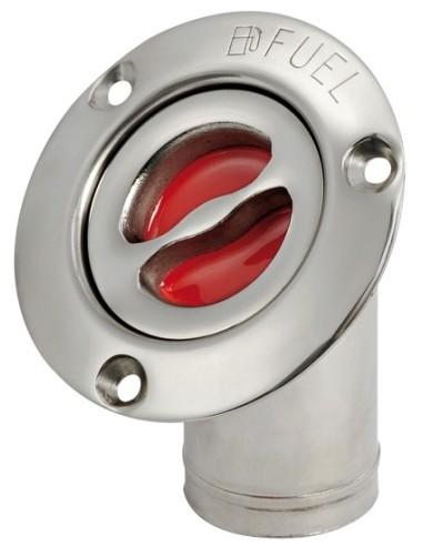 Tappo INCLINATO A 45° di rifornimento in acciaio Inox lucidato a specchio, a filo e con maniglietta di apertura - ø 38 mm - ATT