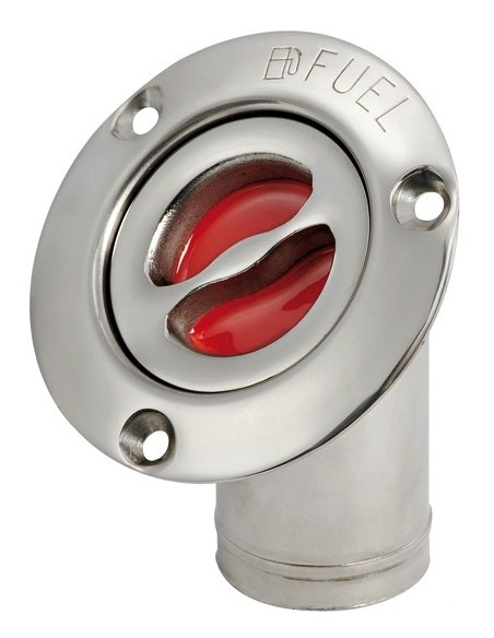 Tappo INCLINATO A 45° di rifornimento in acciaio Inox lucidato a specchio, a filo e con maniglietta di apertura - ø 38 mm - ATT