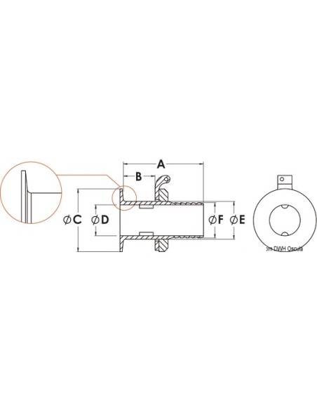 Flush skin fitting - barbed - Skin fittings and thru hull scoop strainer - 1742400