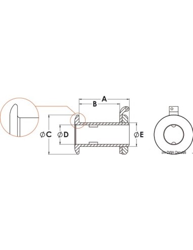Brass threaded skin fitting- Skin fittings and thru hull scoop strainer - 1732160
