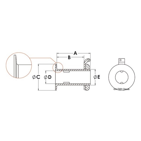 Flush threaded skin fitting- Skin fittings and thru hull scoop strainer - 1732410 2