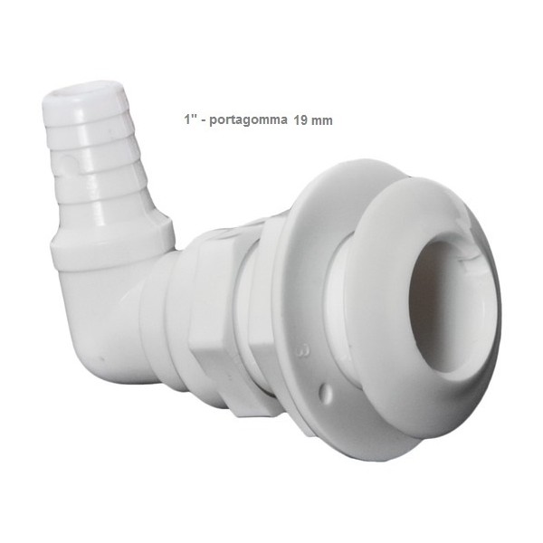 Scarico a mare con portagomma in plastica - Scarichi e prese a mare - 1732201Portagomma 	Tipo	Filetto Ø mm	Lungo mm