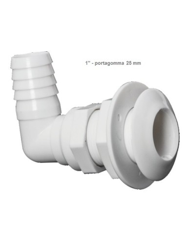 Scarico a mare con portagomma in plastica - Scarichi e prese a mare - 1732201Portagomma 	Tipo	Filetto Ø mm	Lungo mm