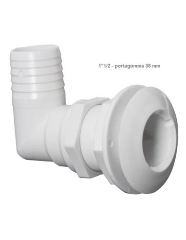 Scarico a mare con portagomma in plastica - Scarichi e prese a mare - 1732201Portagomma 	Tipo	Filetto Ø mm	Lungo mm