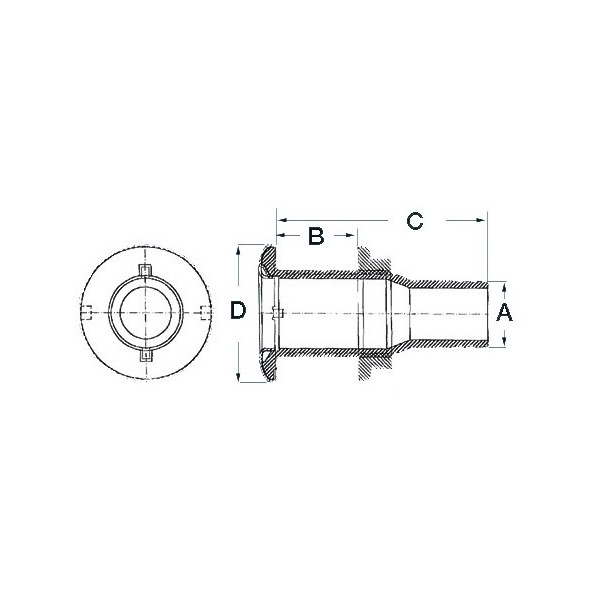 Scarico a mare in nylon nero, con battuta frontale a vista in acciaio inox lucidato a specchio - Scarichi e prese a mare - 17327 2
