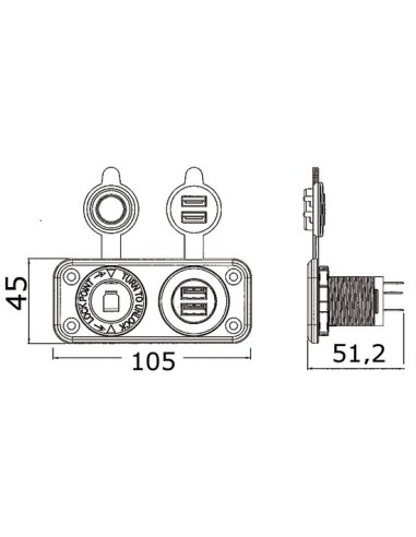 Presa accendisigari + doppia USB con pannello -  - 1451602