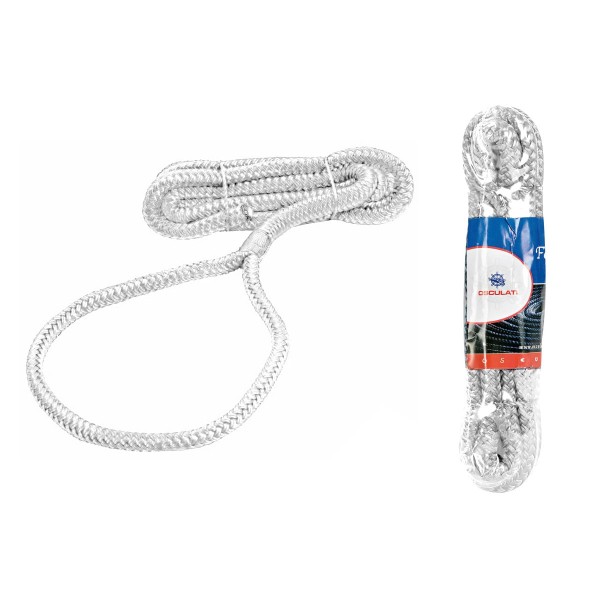 Cima in poliestere alta tenacità per fissaggio parabordi con occhiello. Cima con occhiello per fissare i parabordi. Cima per par