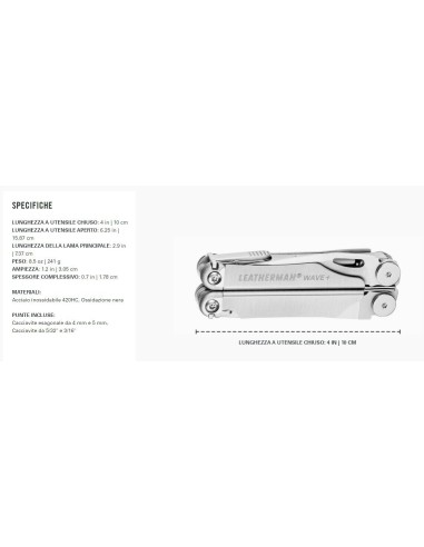 PINZA MULTIUSO LEATHERMAN WAVE+ -18 UTENSILI -  - LTG832524