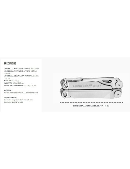 PINZA MULTIUSO LEATHERMAN WAVE+ -18 UTENSILI -  - LTG832524