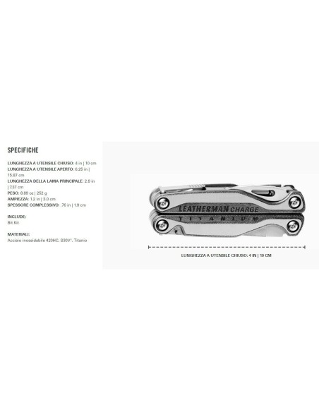 PINZA MULTIUSO LEATHERMAN CHARGE+ TTI - 20 UTENSILI -  - LTG832528