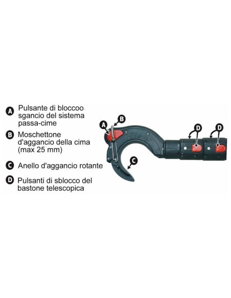 Mezzo marinaio con gancio passacima Hook &amp; Moor Carbo 180 cm - F&amp;B.HOOK - 