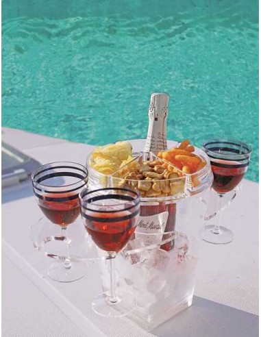 Secchiello Champagne con portabicchieri e piatto aperitivo - 5801801 - 