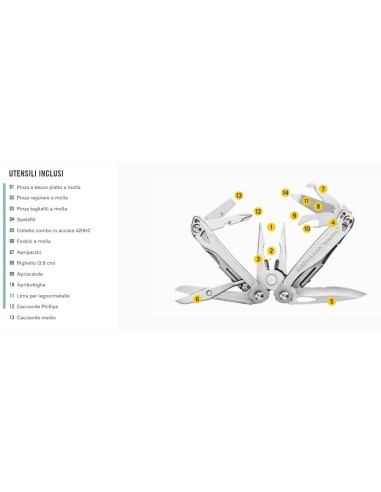 PINZA MULTIUSO LEATHERMAN WINGMAN / 14 UTENSILI - LTG832523 - 