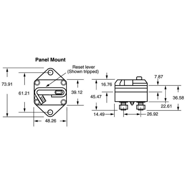 Watertight thermal switches external for winch and thruster protection 80A - 02.750.80 -  2