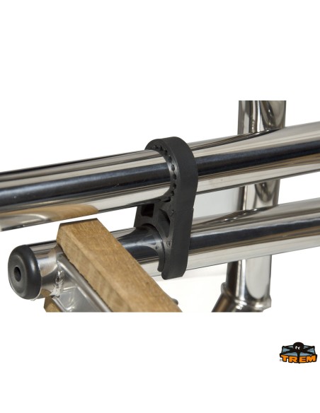 Scaletta pieghevole a 4 gradini con corrimano e gradini in legno per plancette di poppa - S1928004 - 