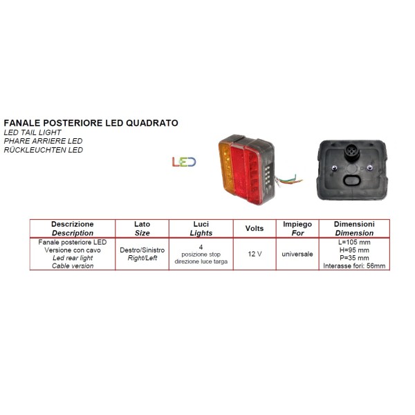 Fanale posteriore a LED DX/SX a 4 luci - 02.022.12 -  2