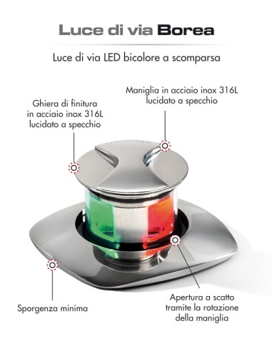 Luci di via LED a scomparsa Borea, per scafi fino 20 m - 11.053.05 - 