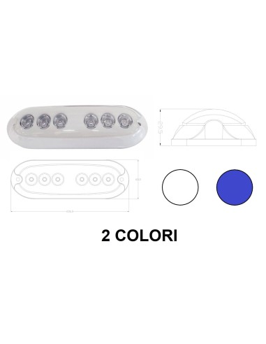 Luce subacquea ovale a 6 LED per plancette / specchio di poppa / carena - L4406012 - 