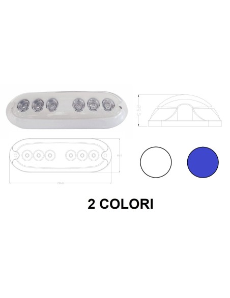 Luce subacquea ovale a 6 LED per plancette / specchio di poppa / carena - L4406012 - 