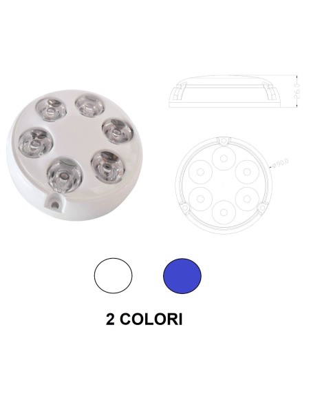 LUCE SUBACQUEA A 6 LED POLICARBONATO TONDA - 1000 LUMEN - L4406006 - 