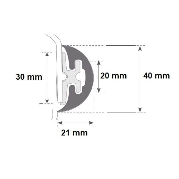 Solo profilo RADIAL 40 mm  GRIGIO - 16 MT - SENZA BASE - 6566087 -  2