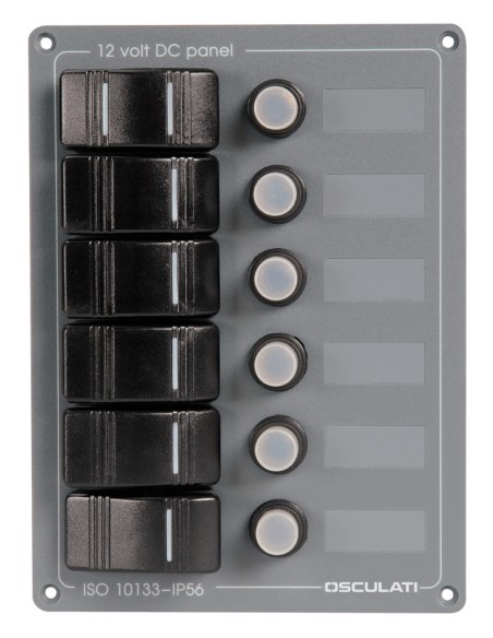 Pannello eletrtico in alluminio e policarbonato verticale 6 interruttori - 14.845.06 - 