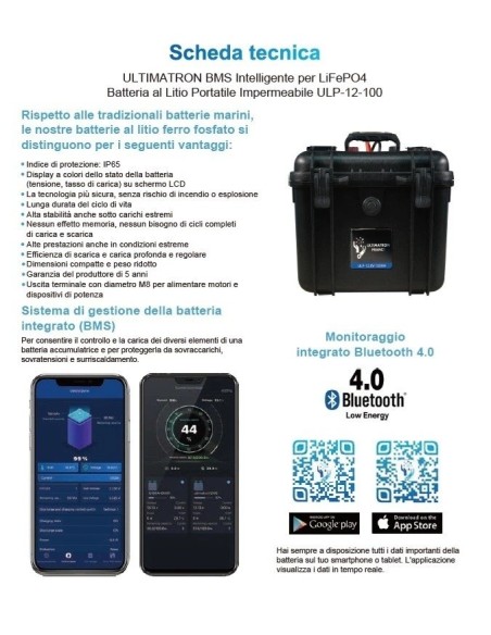 BATTERIA AL LITIO 100 AMP / 12V PER MOTORI ELETTRICI