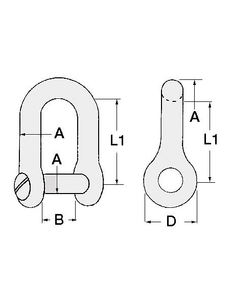 Shackle with embedded pin, for anchors - Anchorage and Docking - 0108005