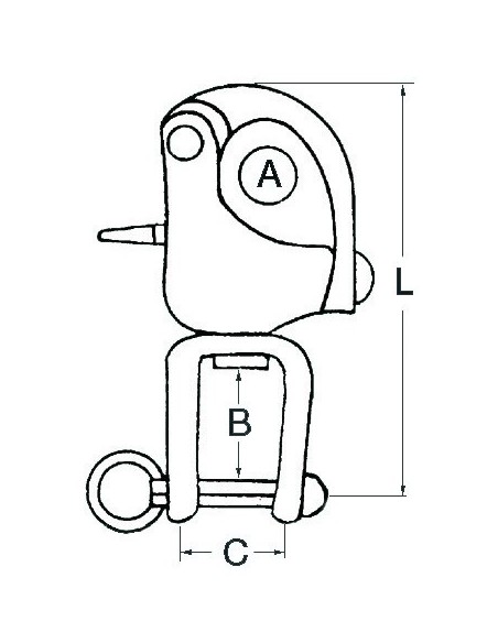 Snap-shacke with swivel and fork for spinnaker, halyards and general purposes, made of stainless steel - SAILING &amp; SPORT - 0