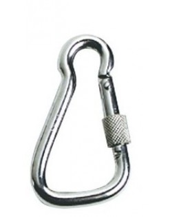 Moschettone in acciaio inox a grande apertura con ghiera di sicurezza a rotazione