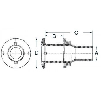 Black nylon seacocks with mirror polished stainless steel front visible ledge