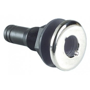 Black nylon seacocks with mirror polished stainless steel front visible ledge