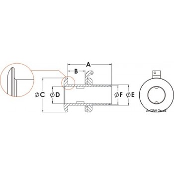 Scarico a mare con portagomma in ottone cromato