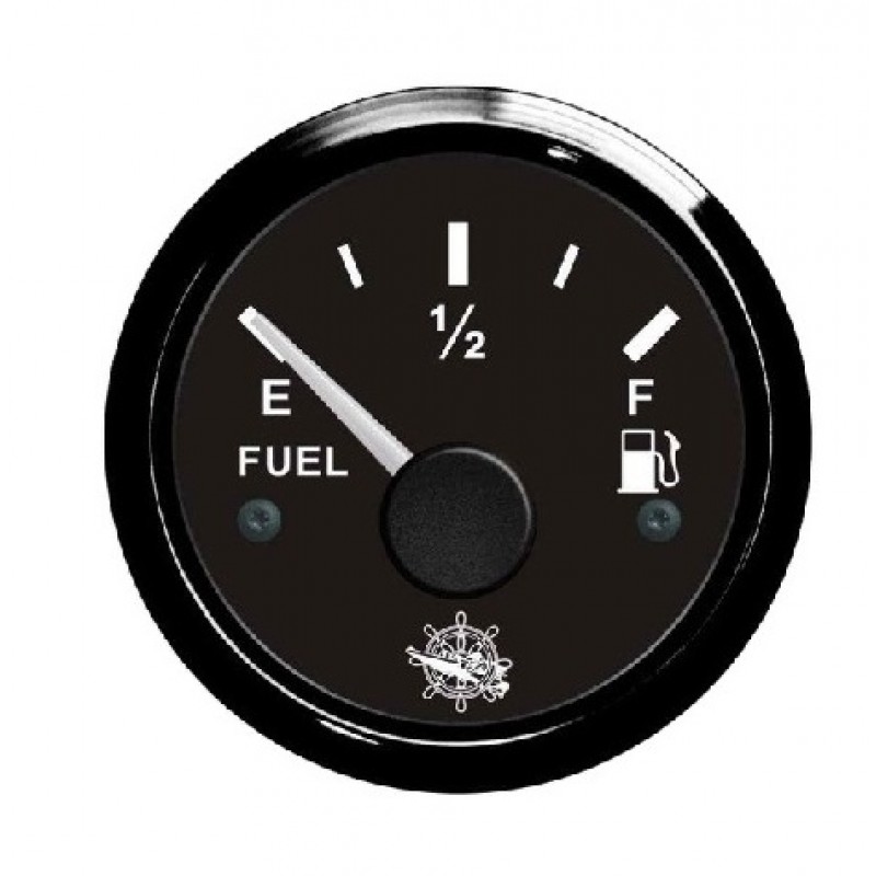 Fuel level gauge 10/180 Ohm  Black dial, black bezel