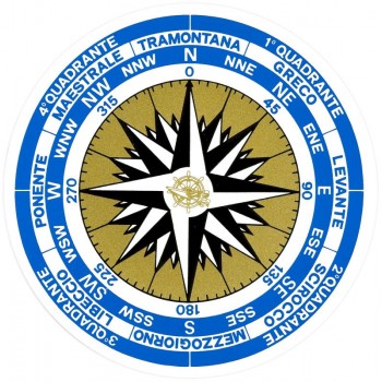 Adesivo raffigurante la Rosa dei venti 