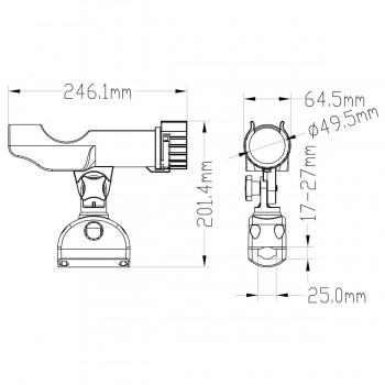 Portacanna fissaggio su battagliola attacco a pulpito colore nero