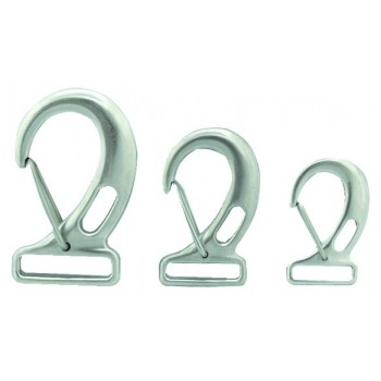  Snap-hooks with rectangular eye for webbing, made of stainless steel 