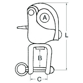 Moschettone in acciaio inox con grillo girevole per spinnaker, drizze ed usi vari
