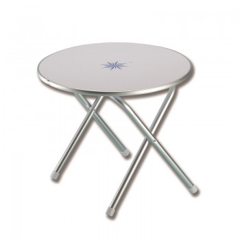 Folding round table with marine decoration
