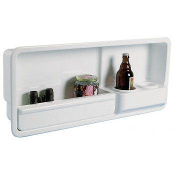 White ABS side compartment, fitted with two glass-holders 