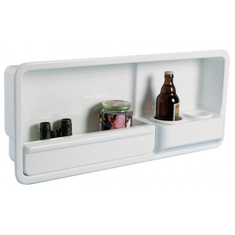 White ABS side compartment, fitted with two glass-holders
